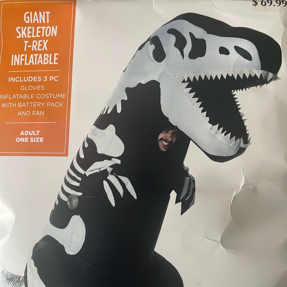 Giant Skeleton T-Rex Inflatable Adult Costume! New!